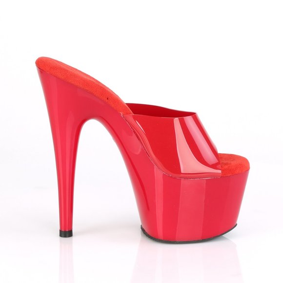 Vibrant Red Platform Mules | Striking High Heel Slides for Bold Style - Picture 3 of 4